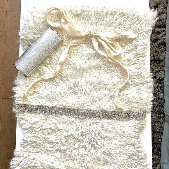 Stunning Handmade Custom Organza Silk Rhinestone Wedding Dress Belt! 😻👀😻 - Picture 1 of 5